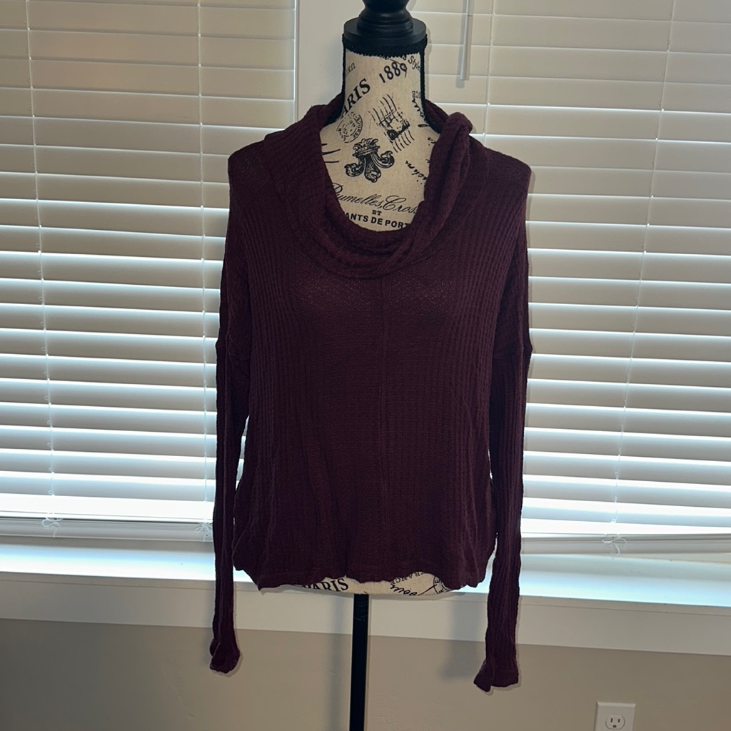Burgundy Lucky Brand Waffle Knit Top